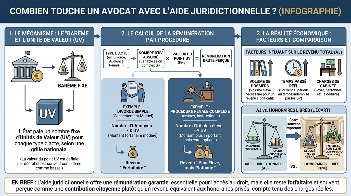 Les tarifs appliqués pour l'aide juridictionnelle